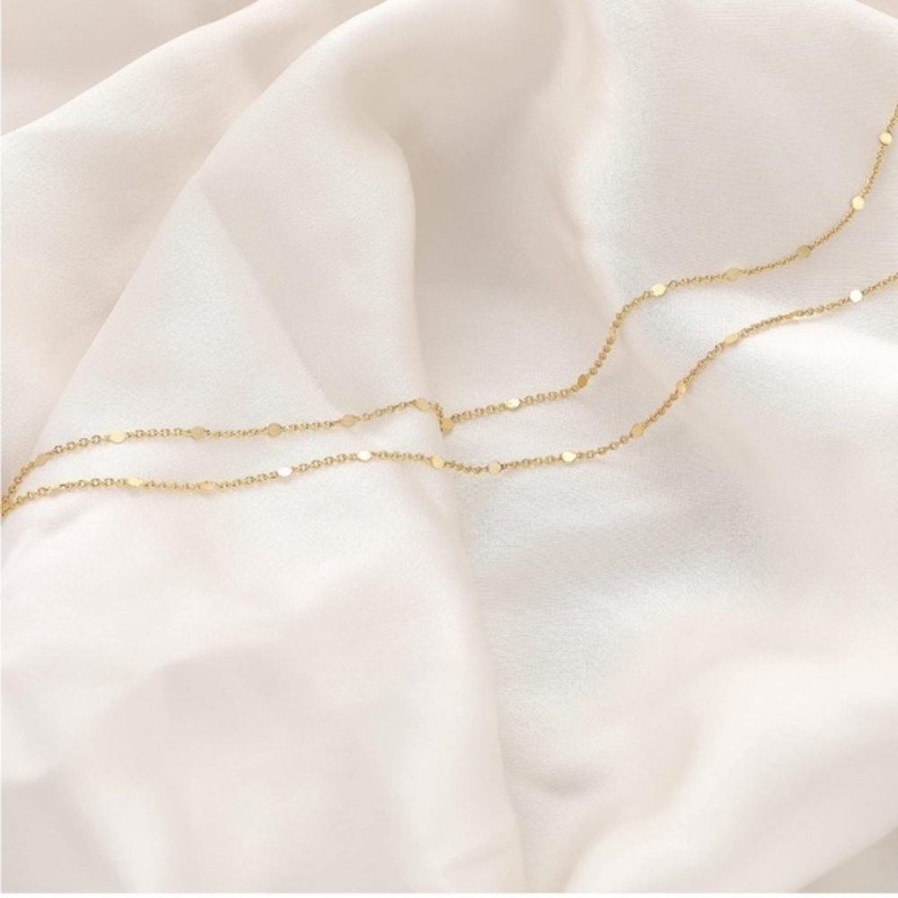 GOLD 14k Gold Plated Dainty Layered Necklace - Picture 2 of 2